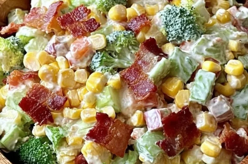 Delicious Bacon Ranch Salad with crispy bacon and fresh vegetables