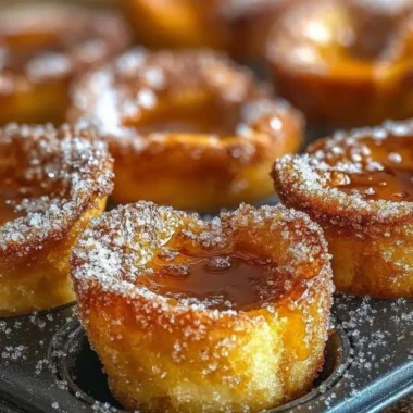 Cinnamon Sugar French Toast Muffins baked to perfection with a sweet topping