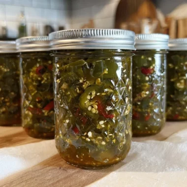A jar of Cowboy Candy featuring sweet and spicy pickled jalapeños.