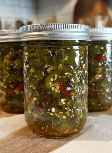 A jar of Cowboy Candy featuring sweet and spicy pickled jalapeños.
