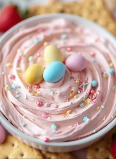Festive creamy dip served with fresh vegetables and chips