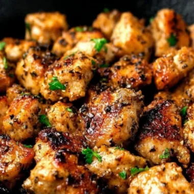 Delicious Garlic Butter Chicken Bites served on a plate