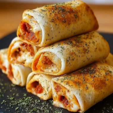 High protein pepperoni pizza rolls served on a plate