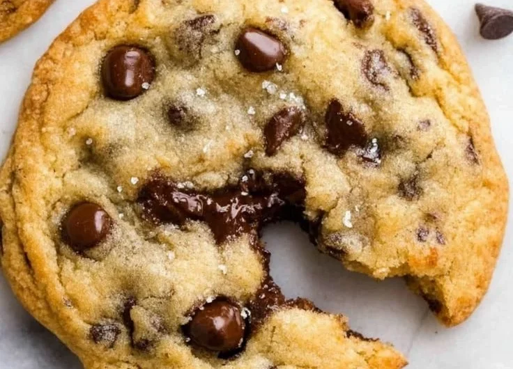 Delicious ultra thick bakery style chocolate chip cookies ready to enjoy