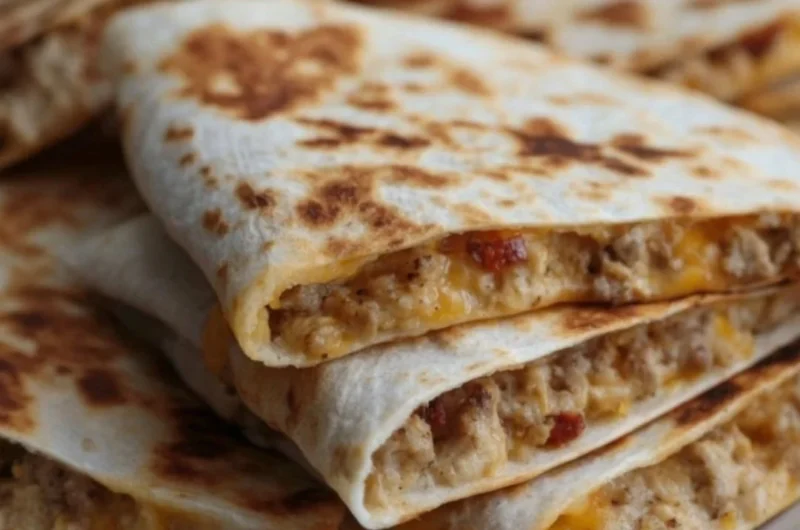 Extra cheesy ground chicken quesadillas served on a plate
