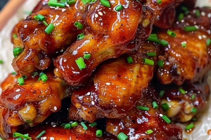Delicious Honey BBQ Chicken Wings served on a platter with dipping sauce