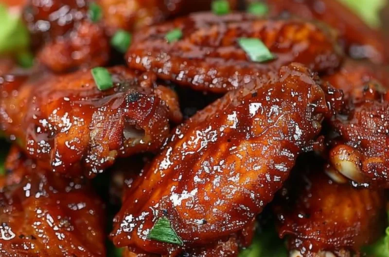 Delicious Honey BBQ Wings served on a platter with a side of dipping sauce