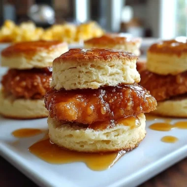 Hot honey chicken biscuits served with a drizzle of honey
