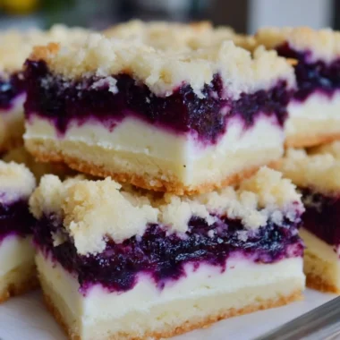 Lemon blueberry shortbread bars garnished with blueberries and lemon zest.