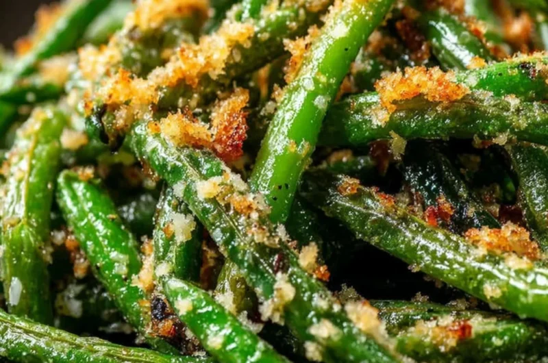 Roasted green beans with garlic and parmesan