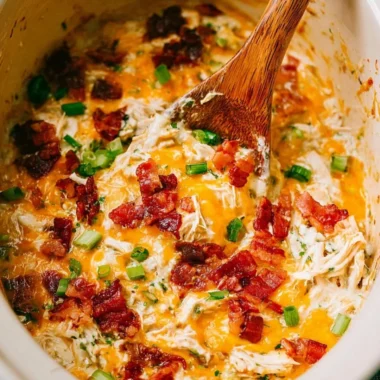 Delicious slow cooker crack chicken served in a bowl with herbs