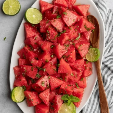 Refreshing Watermelon Mojito Salad with mint and lime