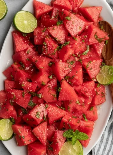 Refreshing Watermelon Mojito Salad with mint and lime