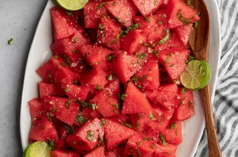 Refreshing Watermelon Mojito Salad with mint and lime