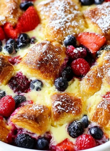 Delicious berry croissant bake fresh out of the oven