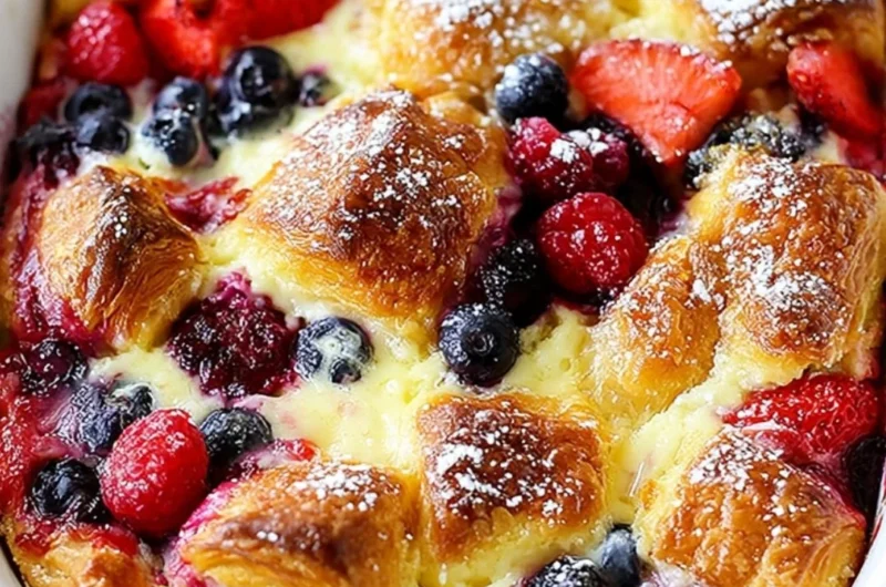 Delicious berry croissant bake fresh out of the oven