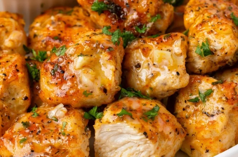 Delicious buttery chicken bites served on a plate