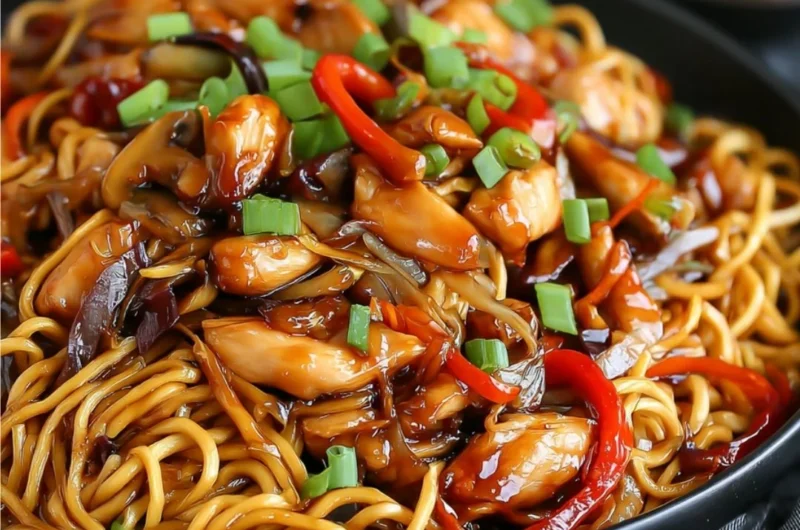 Delicious Chicken Chow Mein served with ultimate chow mein sauce in a bowl