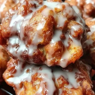 Delicious cinnamon apple fritters served warm and dusted with sugar.