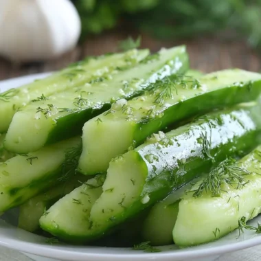 Garlic Dill Cucumbers in a jar ready for pickling