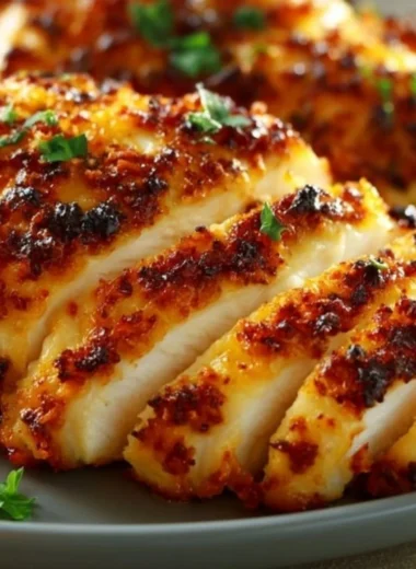 Juicy melt-in-your-mouth chicken breast plated with herbs and spices
