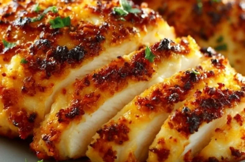 Juicy melt-in-your-mouth chicken breast plated with herbs and spices