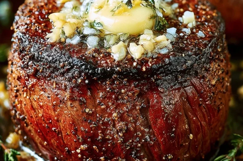Oven-baked filet mignon prepared to steakhouse perfection on a plate