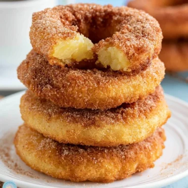 Crispy pineapple fritter rings golden brown and ready to be served.
