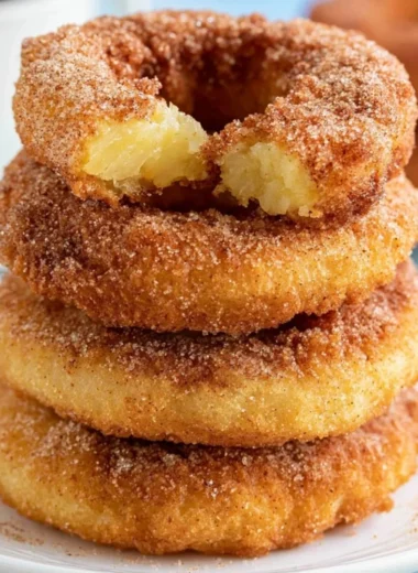 Crispy pineapple fritter rings golden brown and ready to be served.