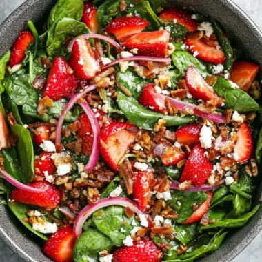 Fresh Strawberry Spinach Salad with nuts and dressing