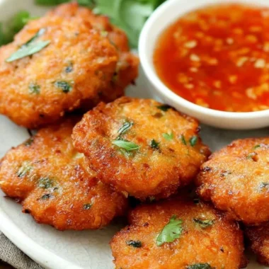 Delicious homemade Thai Shrimp Cake served with dipping sauce