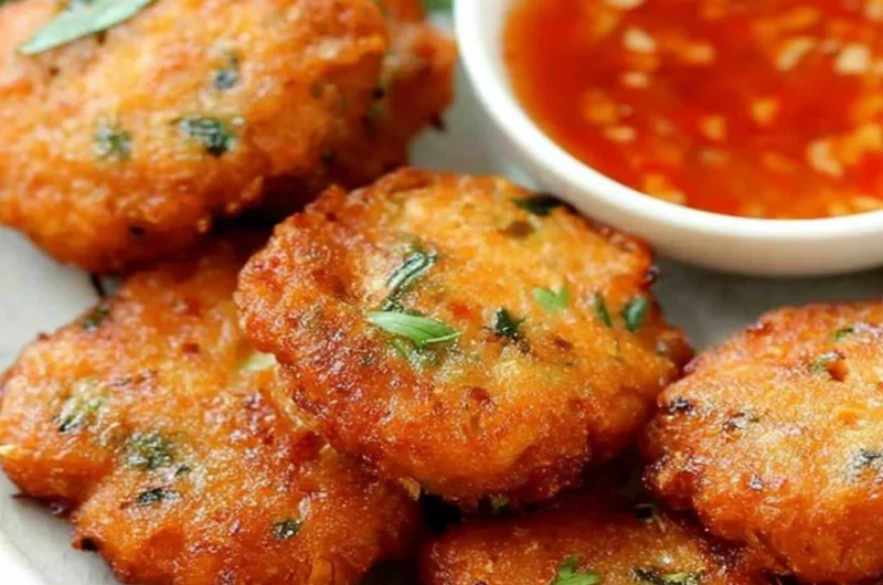 Delicious homemade Thai Shrimp Cake served with dipping sauce