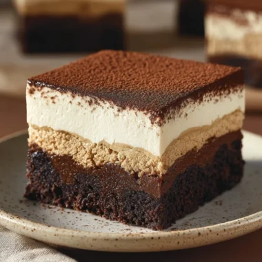 Delicious tiramisu brownies with a rich chocolate and coffee flavor