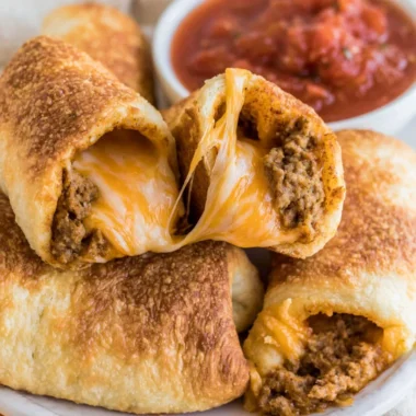 Cozy cheesy taco sticks ready to enjoy with cheese and toppings