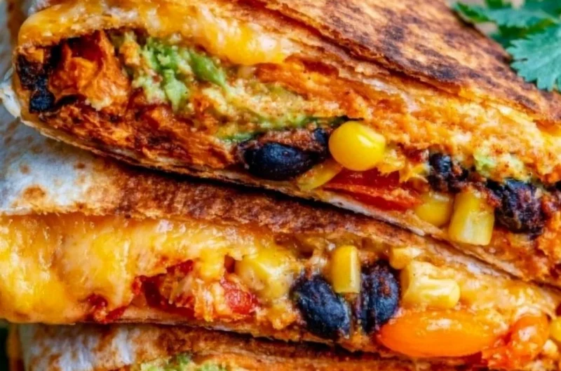 Delicious vegetarian quesadillas served with fresh toppings and salsa