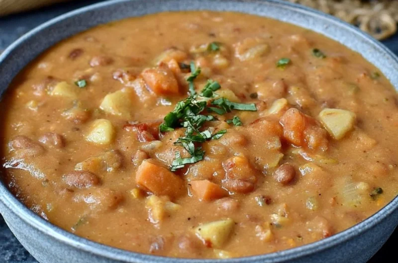 Creamy Mexican-inspired pinto bean soup in a bowl with garnishes
