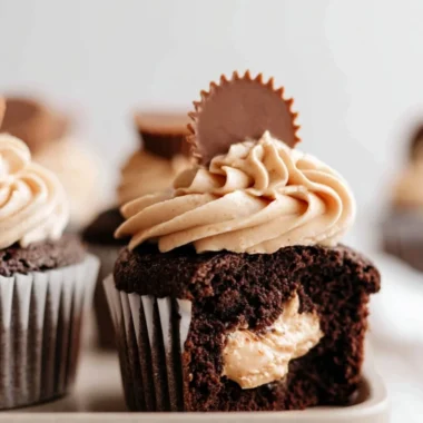 Delicious dark chocolate cupcakes with creamy peanut butter marshmallow fluff topping