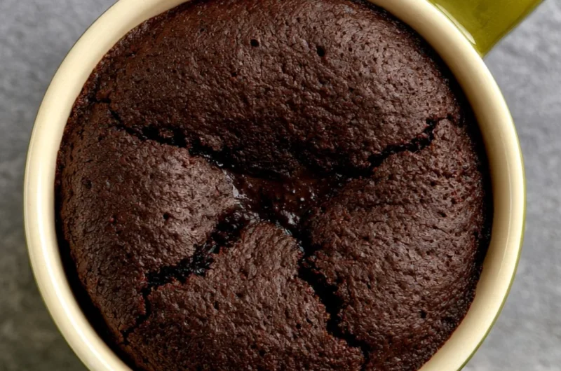 Decadent lava cake served with chocolate sauce and fresh berries.