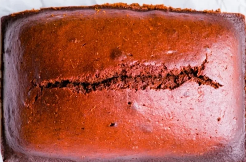 Delicious homemade gingerbread cake loaf on a festive table setting